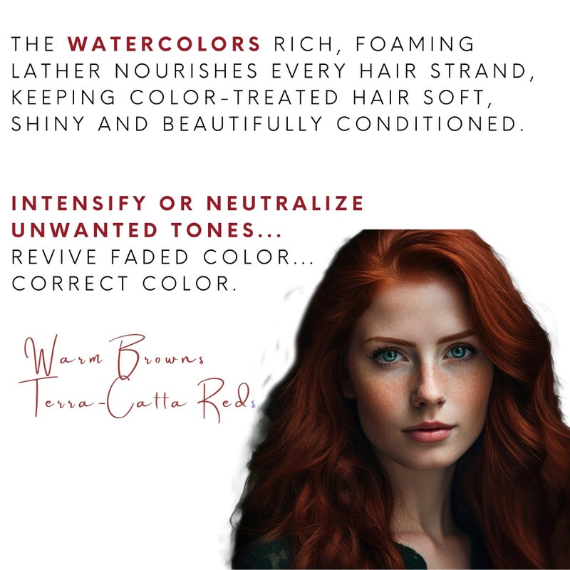 Watercolors by Tressa 3-in-1 Color Depositing Shampoo, Semi Permanent Hair Color, Hair Dye Shampoo for Curly, Dry, and Normal Hair, 8 fl oz - WET BRICK - Image 4